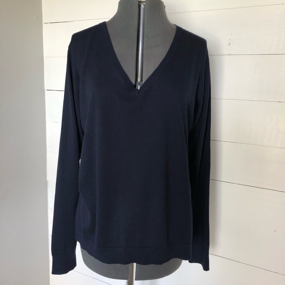 NWT Navy V-Neck Cotton Sweater by J. Crew